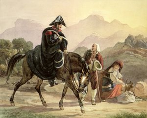 Policía montado italiano con gente rural, c.1830